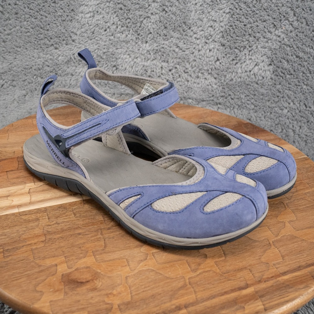 Merrell Siren Wrap Q2 Sport Sandals Womens Size 8 EU 39 Blue Leather Summer Flat